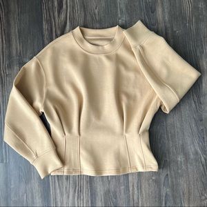 Lululemon Athletica Gathered Waist Crew Modal Pullover Tan Top Sweater